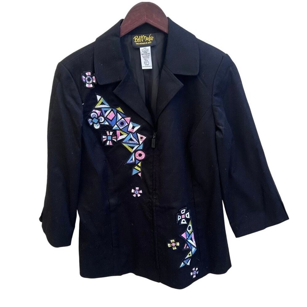 Bob Mackie Wearable Art Geometric Embroidered Jacket Size Small